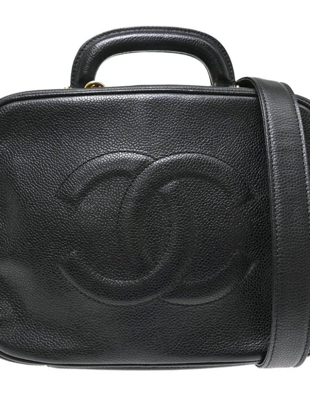 Chanel Black Calfskin Timeless Lunch Box Vanity 24 2way Handbag